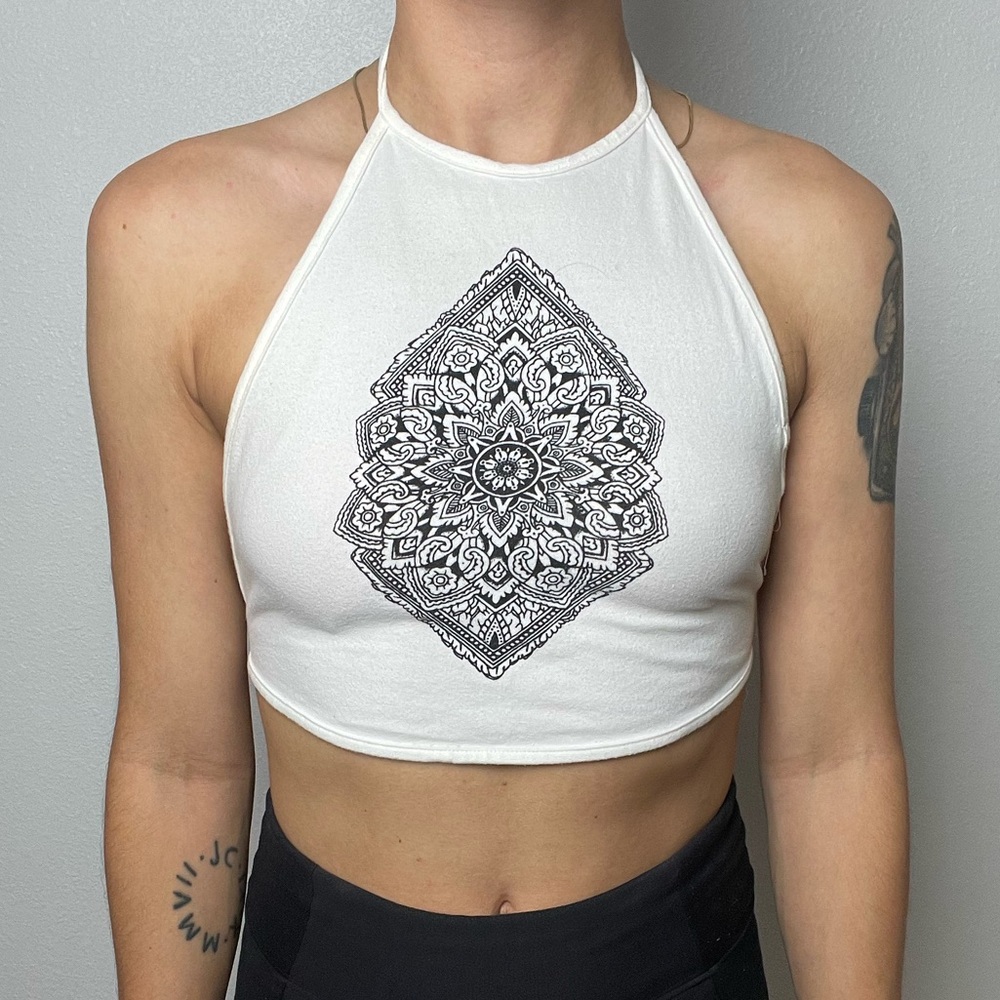 XS White Crop Halter Top